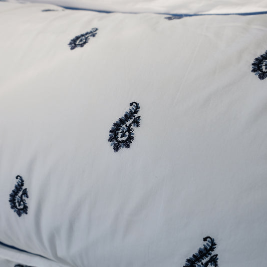 Blue Paisley Embroidered Duvet Set