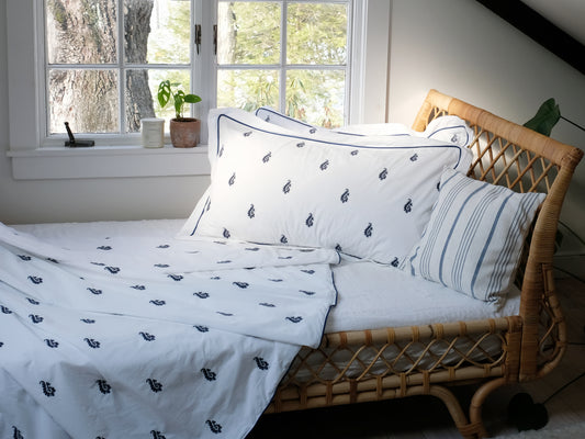 Blue Paisley Embroidered Duvet Set