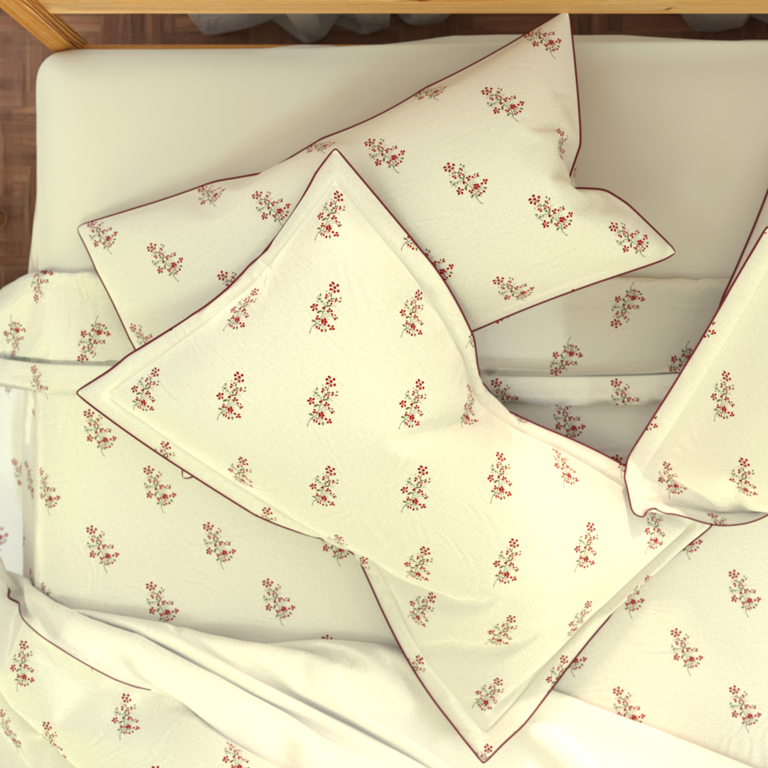 Crimson Blossoms Bedsheet Set